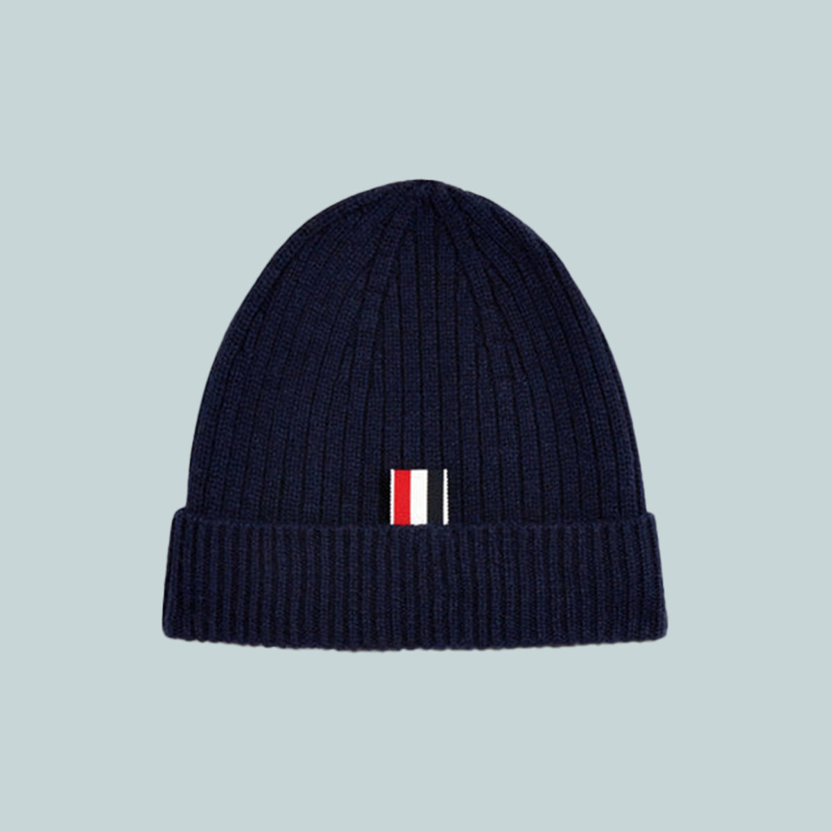 Cashmere 4-Bar Cuff Beanie Navy