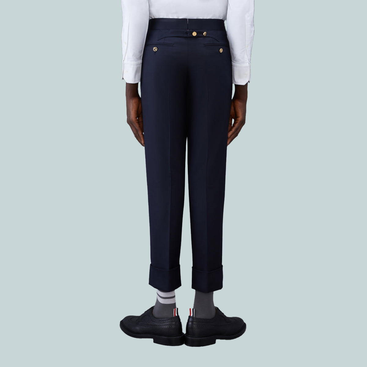 Classic Twill Backstrap Trousers Navy