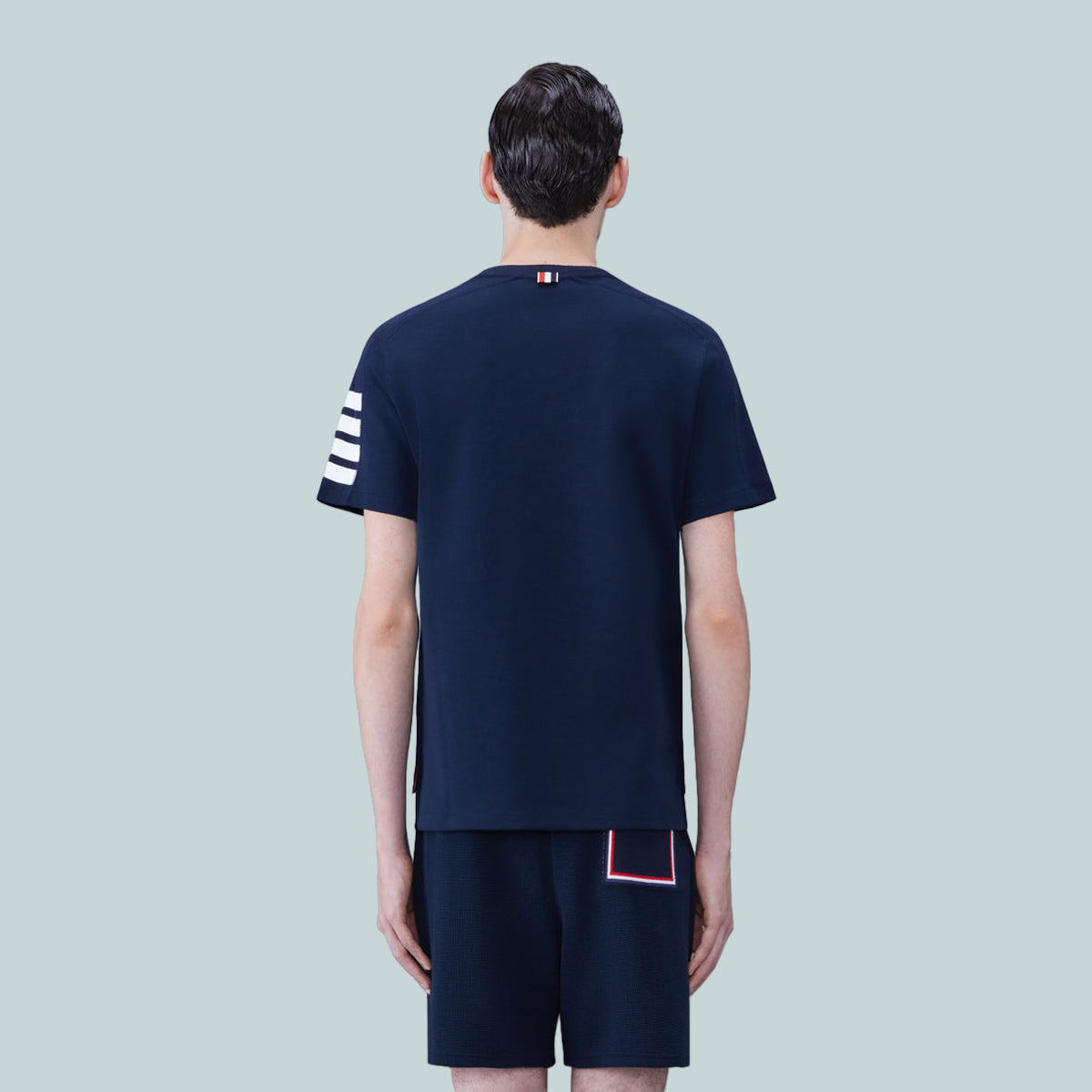 Cotton 4-Bar Short Sleeve T-Shirt Navy