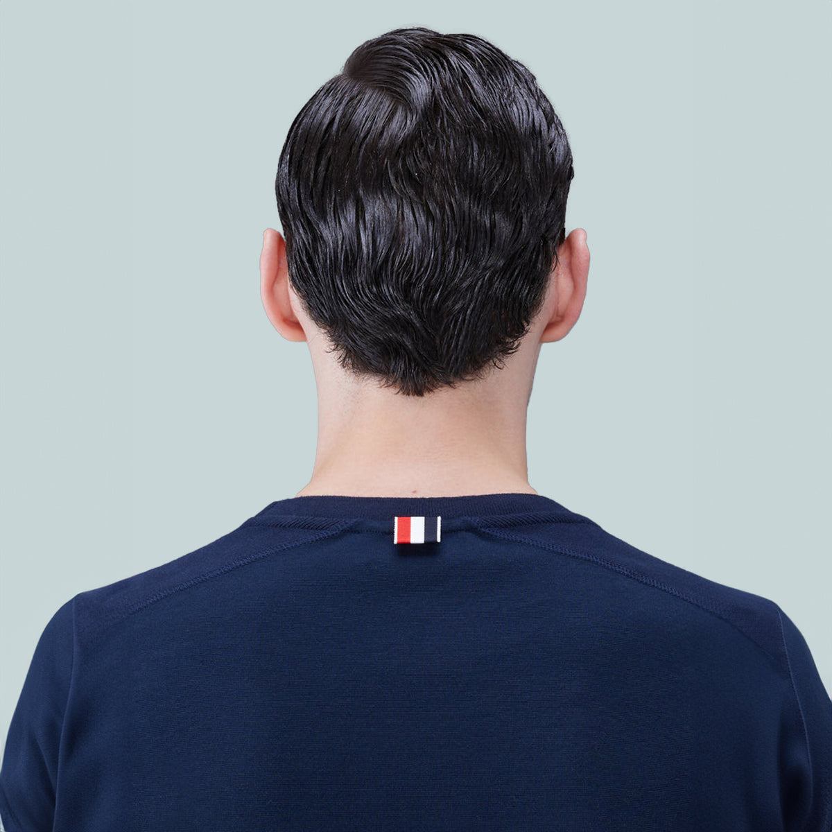 Cotton 4-Bar Short Sleeve T-Shirt Navy