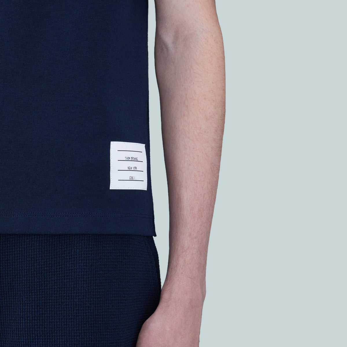 Cotton 4-Bar Short Sleeve T-Shirt Navy