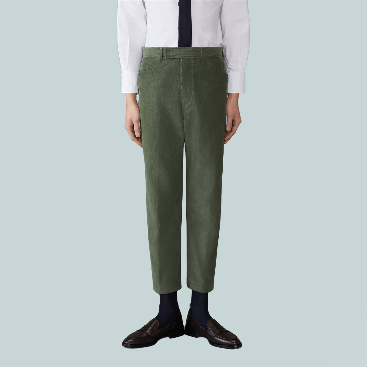 Narrow Wale Corduroy Chino Pants Green