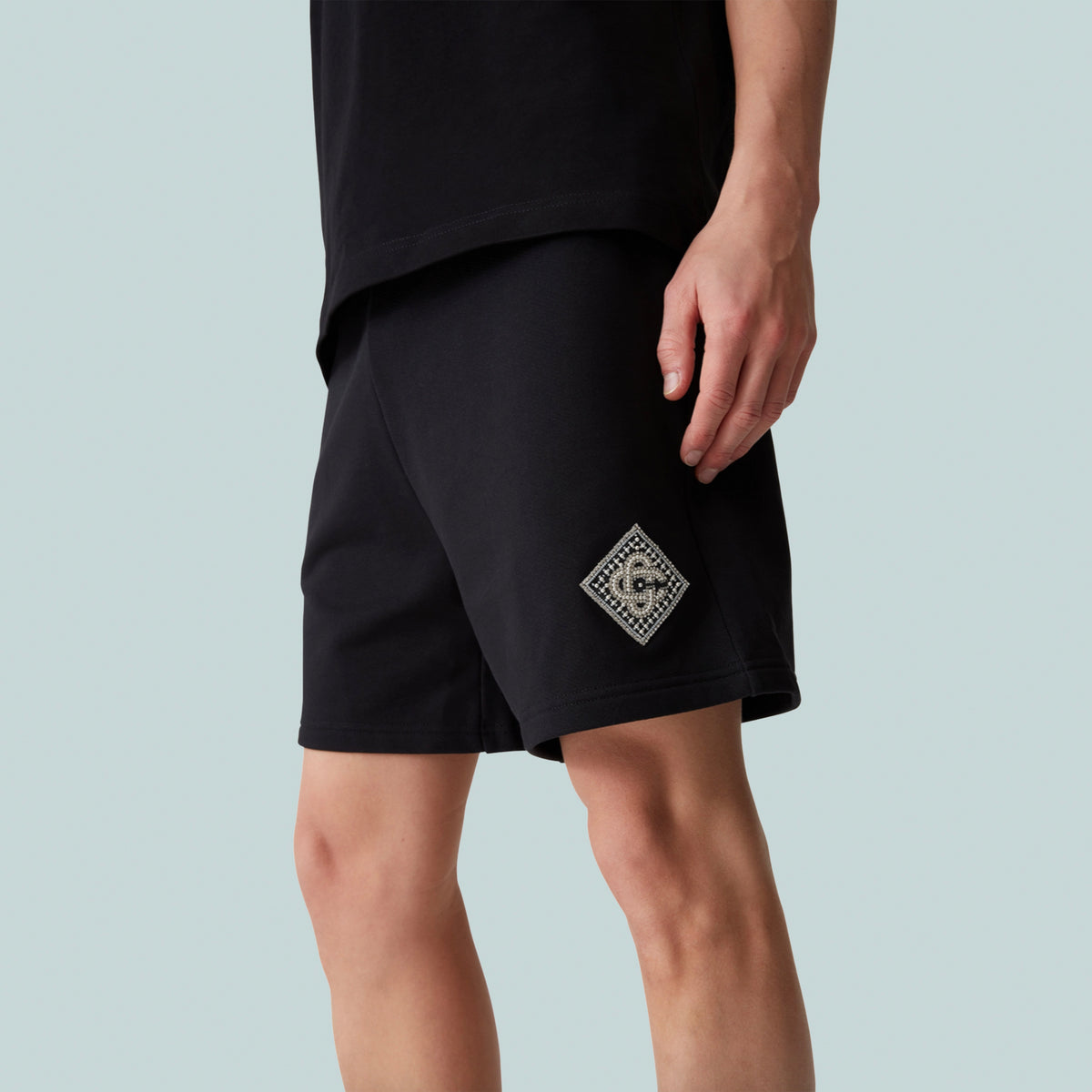 Pearl Diamond CC Patch Sweatshorts Black