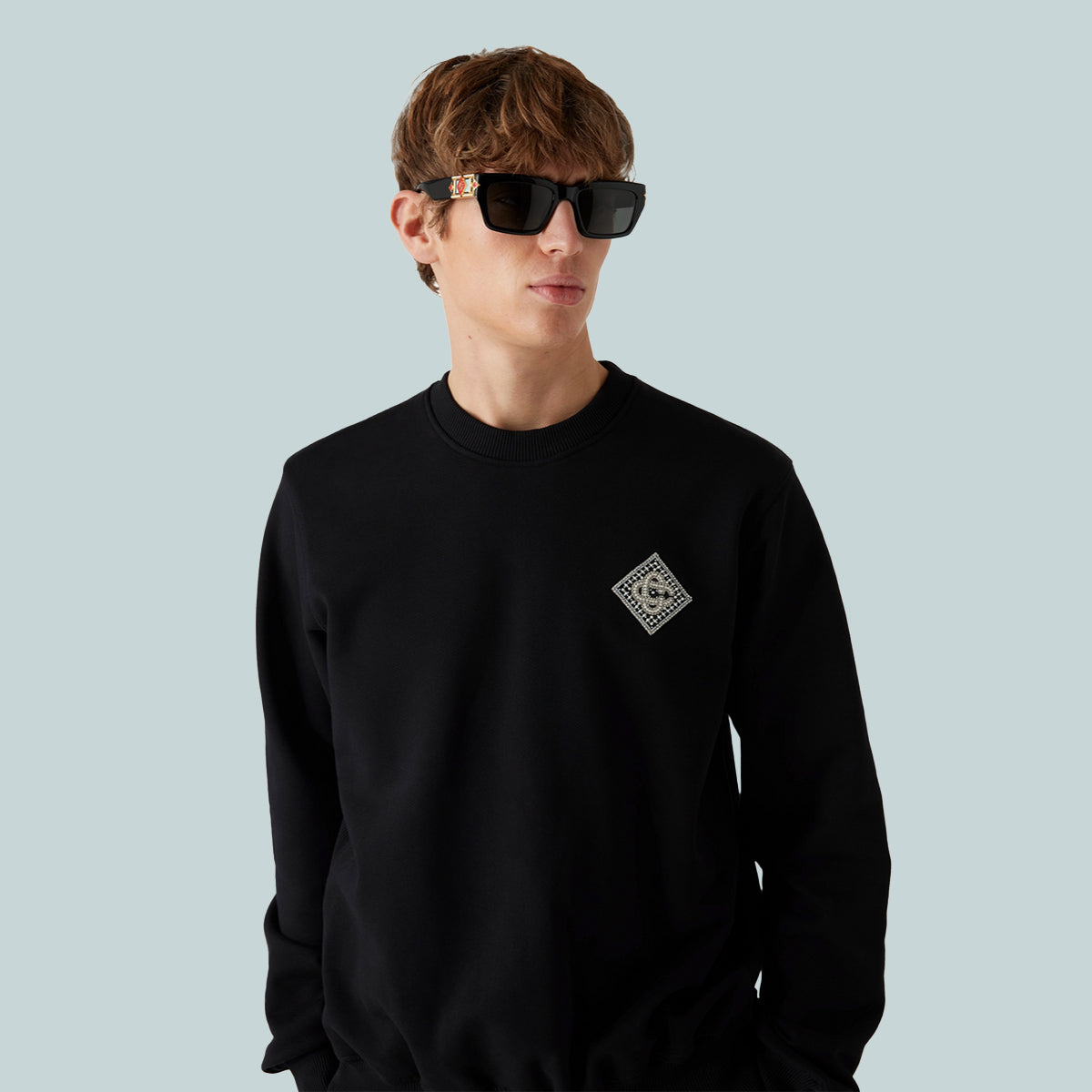 Pearl Diamond CC Patch Sweatshirt Black