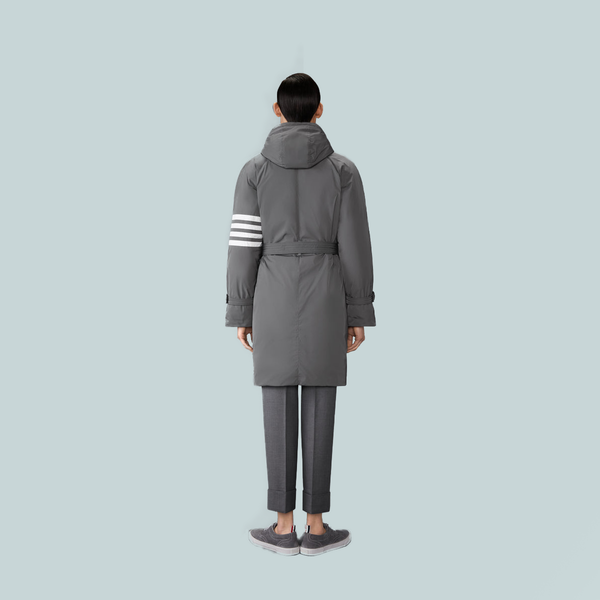 Poly Twill 4-Bar Down Filled Parka Grey