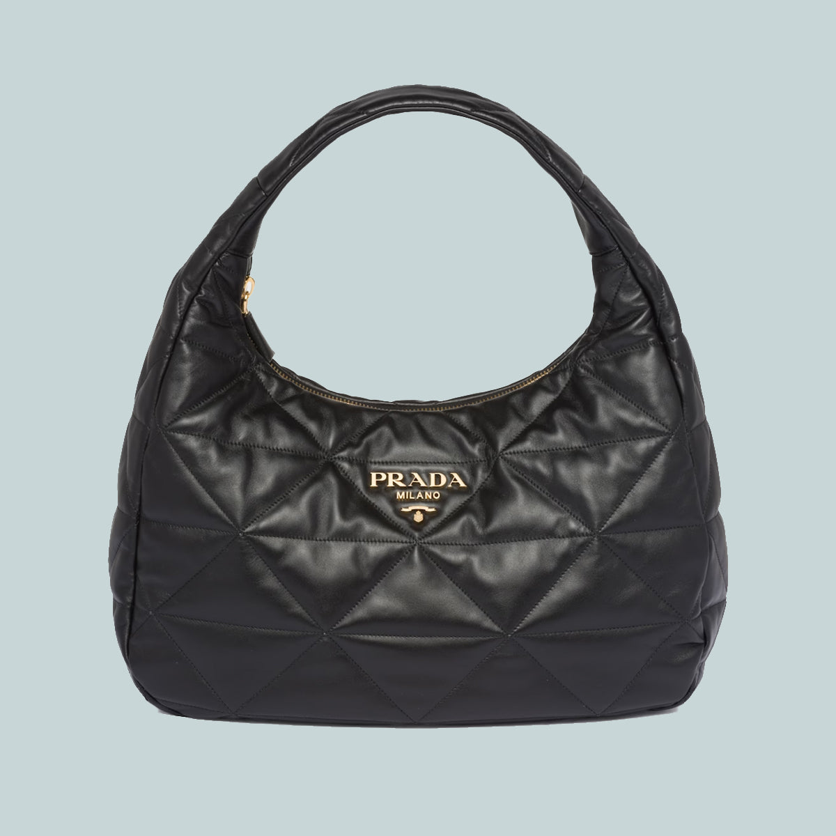 Large topstitched nappa-leather bag black