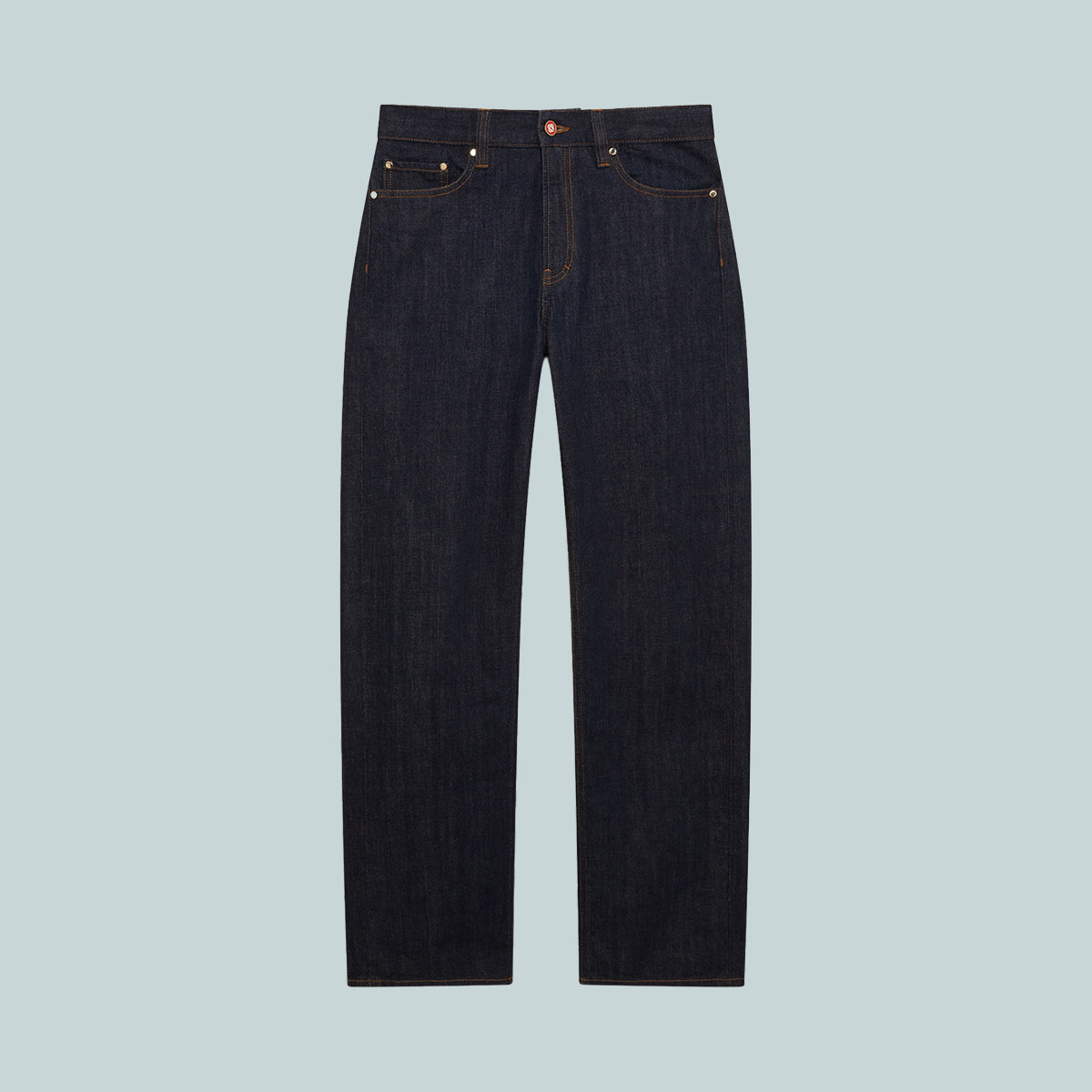 Selvedge Embroidered Monogram Denim Jeans Indigo