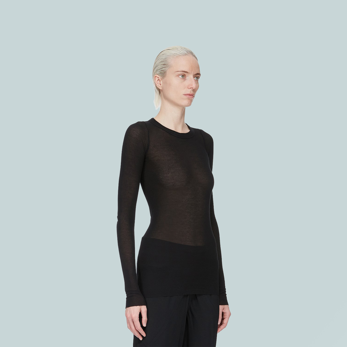 Women's Rib LS T Black