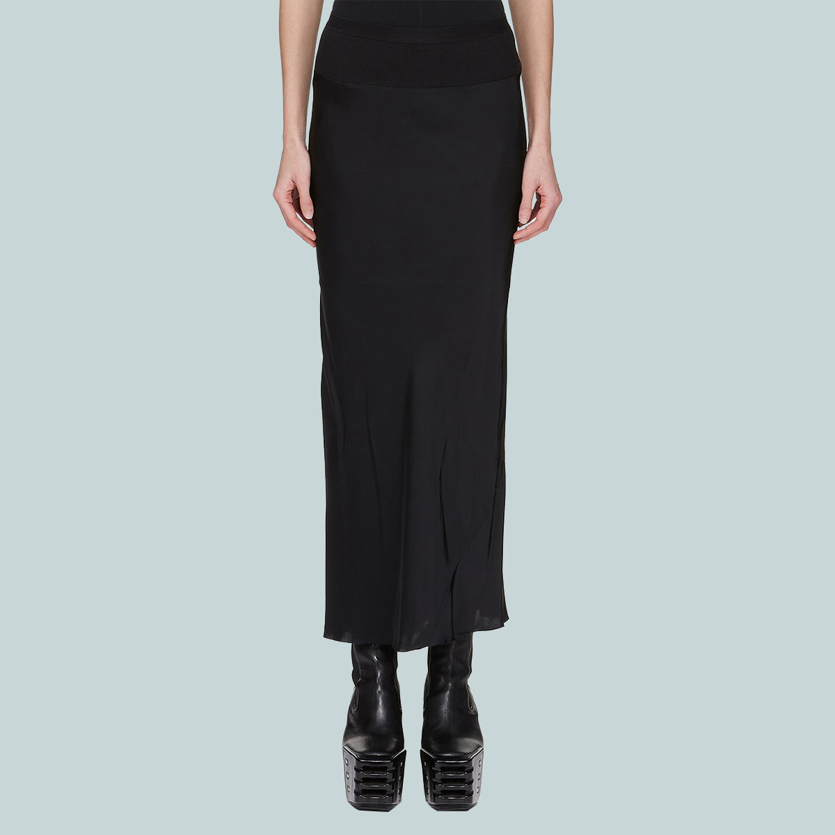 Calf Bias Skirt Black