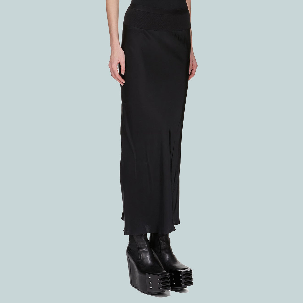 Calf Bias Skirt Black