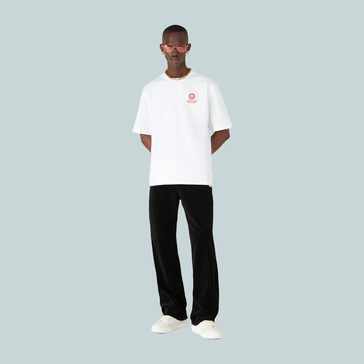 Casablanca Logo Patch Oversized T-Shirt White