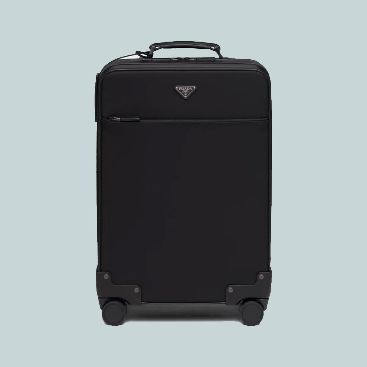 Re-Nylon and Saffiano leather trolley black