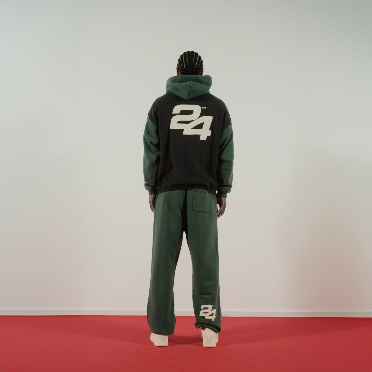 SG24 Contrast Hoodie Jet Black / Hunter Green