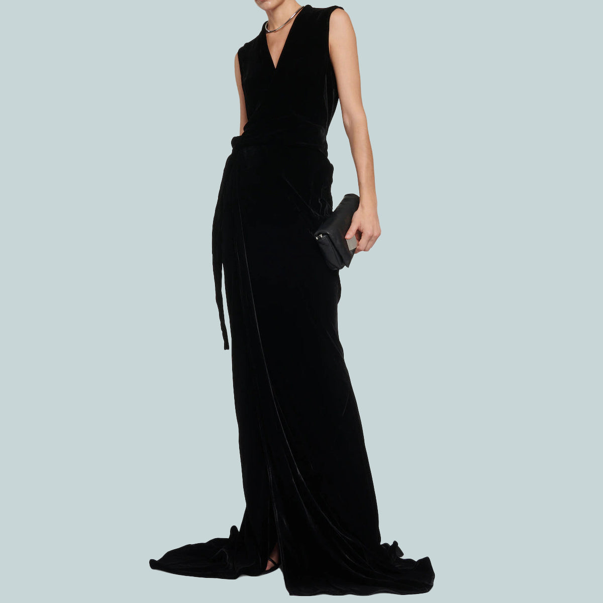 SL Long Wrap Gown Black
