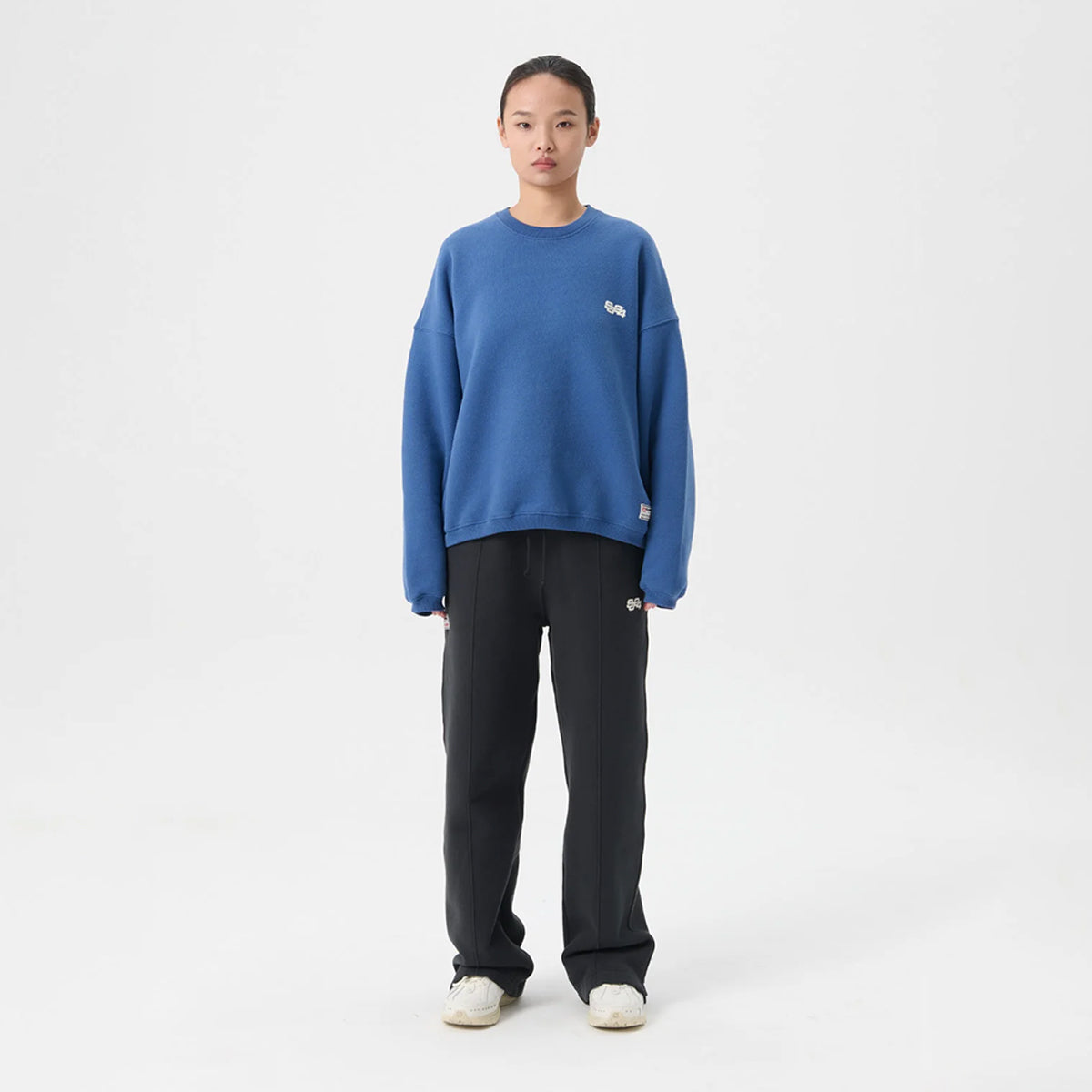 Stack Logo Icon Crewneck Sweatshirt True Navy