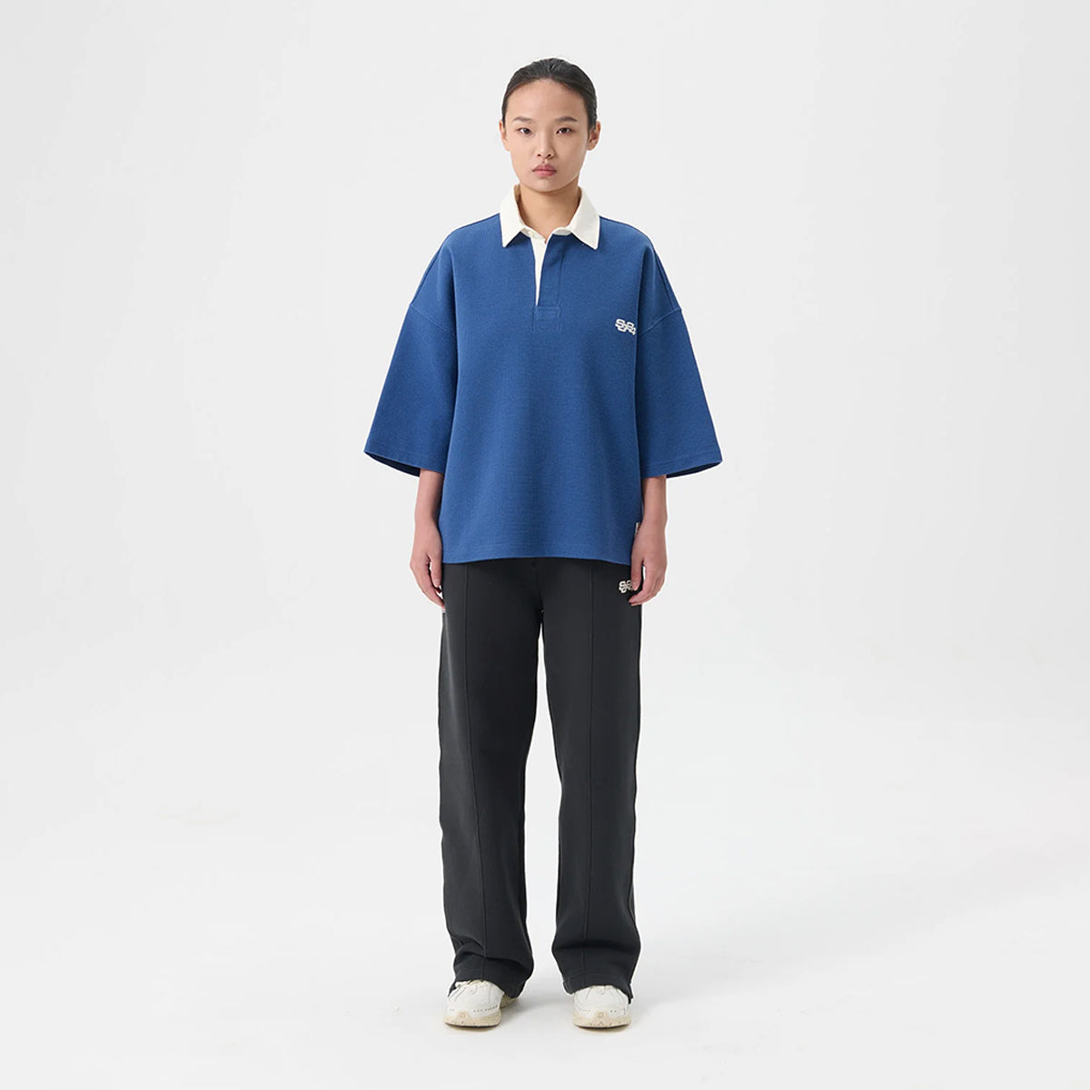 Waffle Knit Rugby Polo True Navy