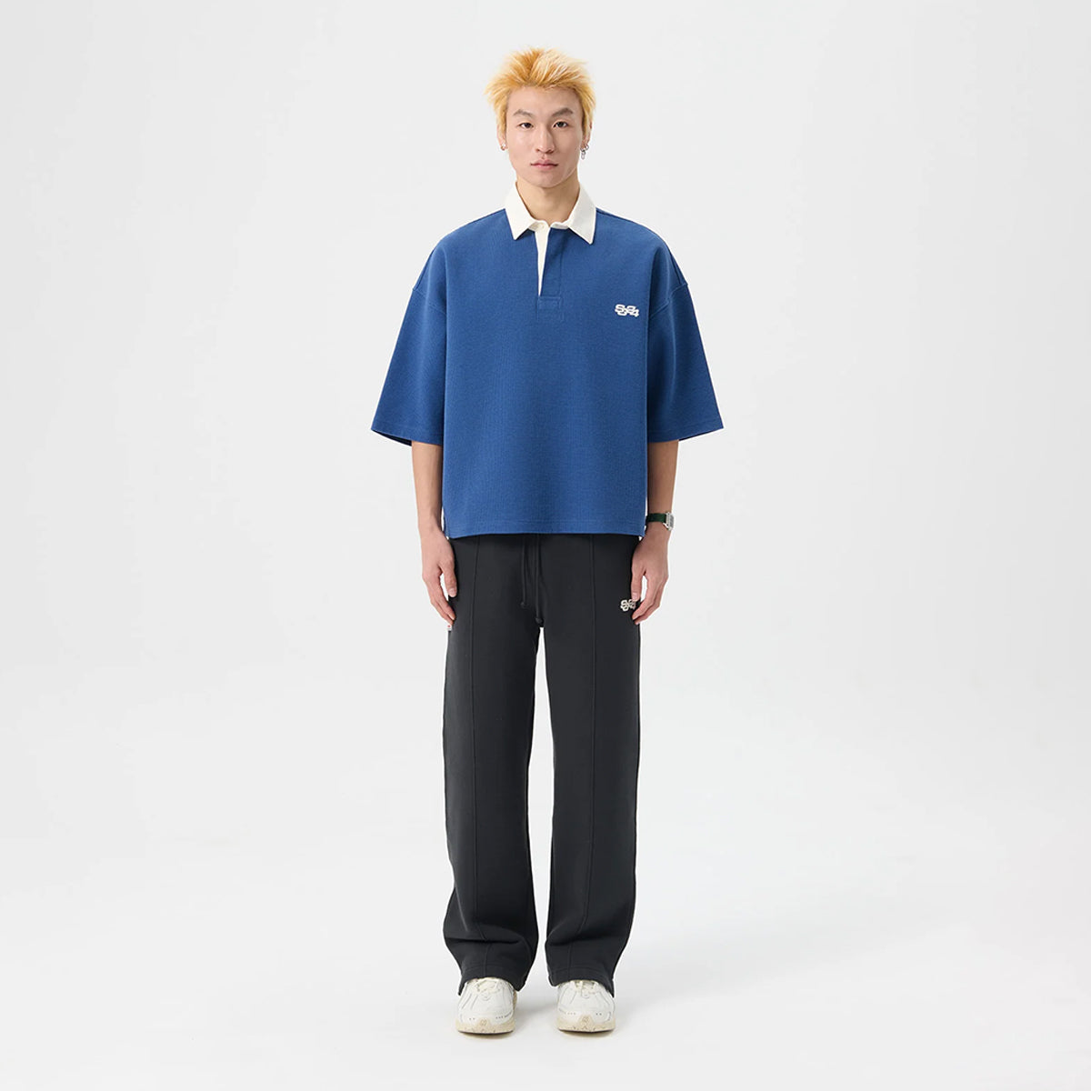 Waffle Knit Rugby Polo True Navy