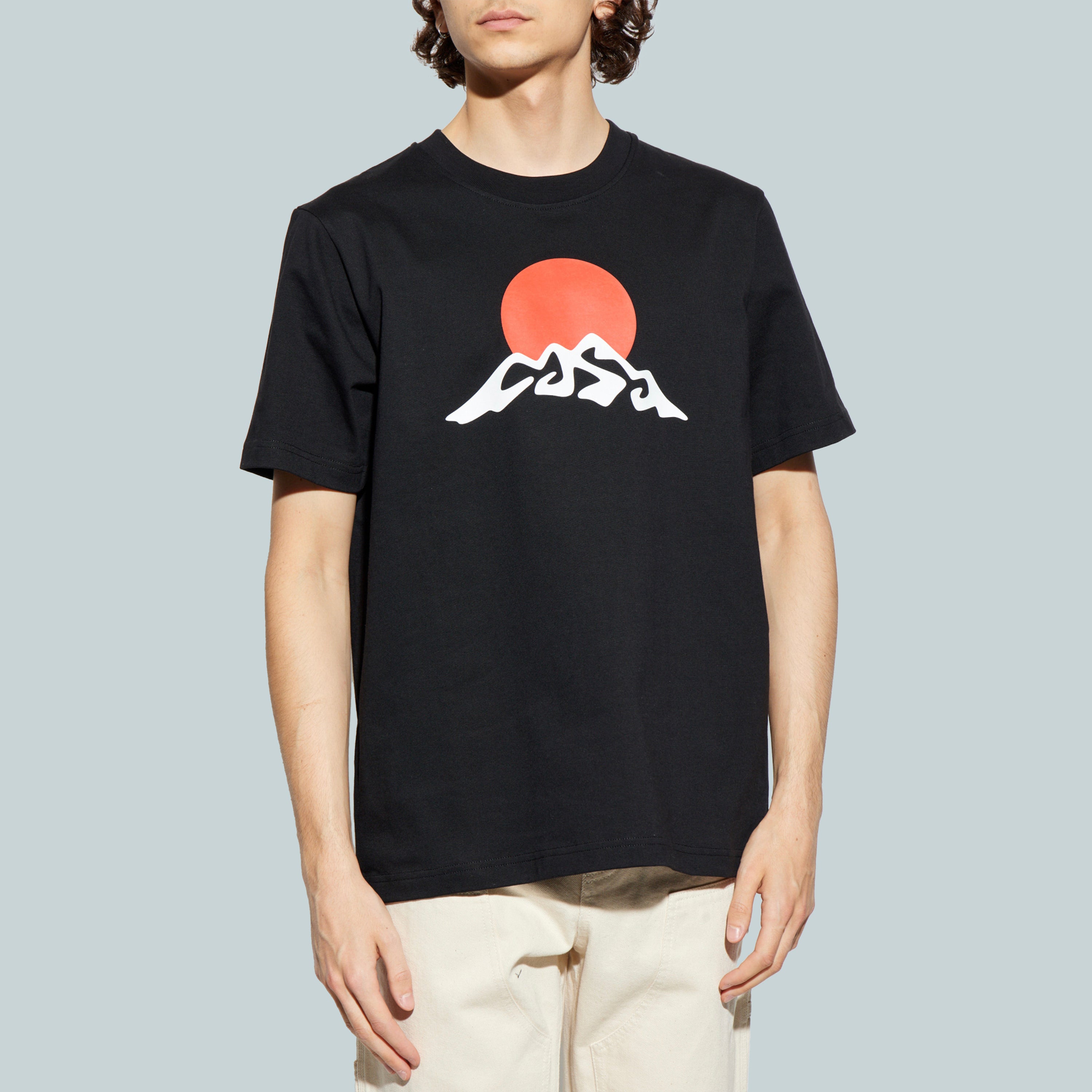 Casablanca Montagne White Snow Printed T-Shirt Black