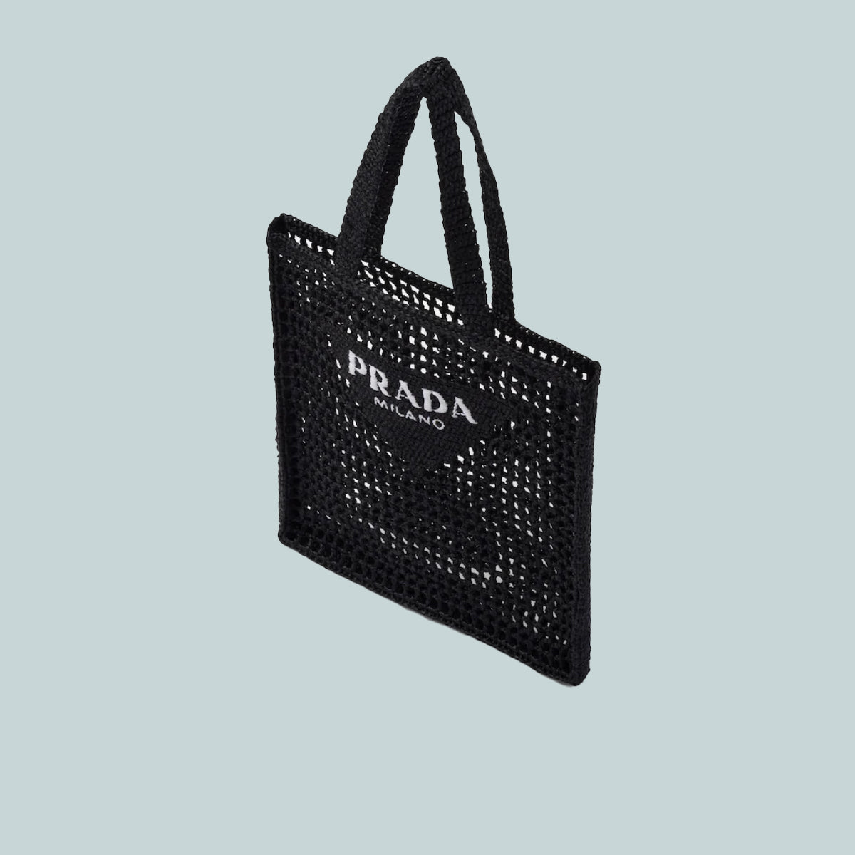 Crochet tote bag with logo black