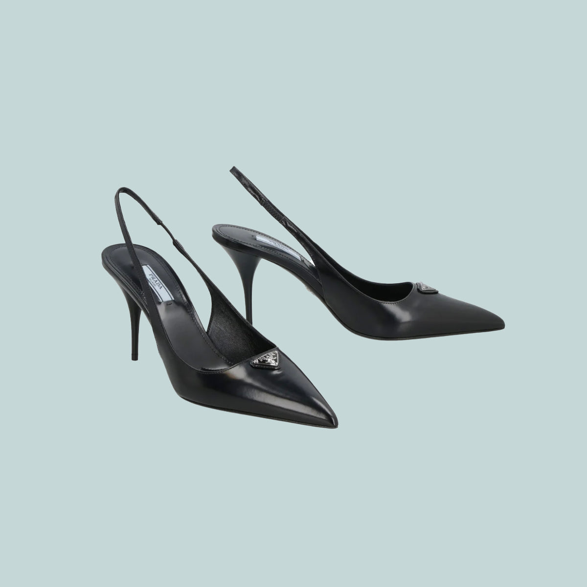 Brushed leather slingback pumps black