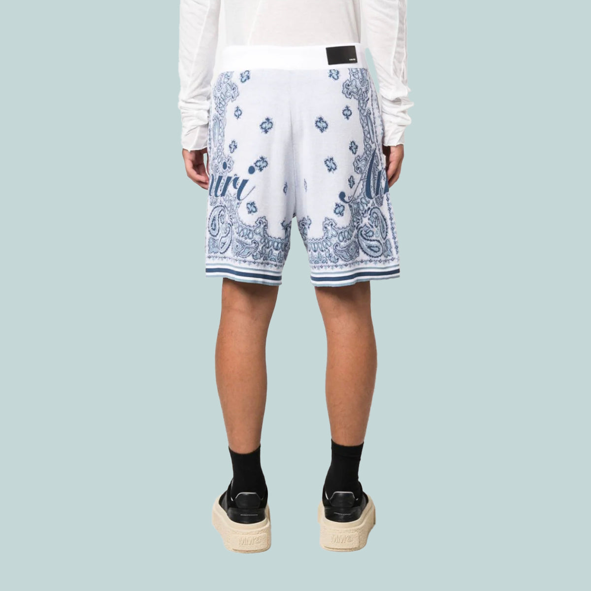 Intarsia Knit Logo Shorts White