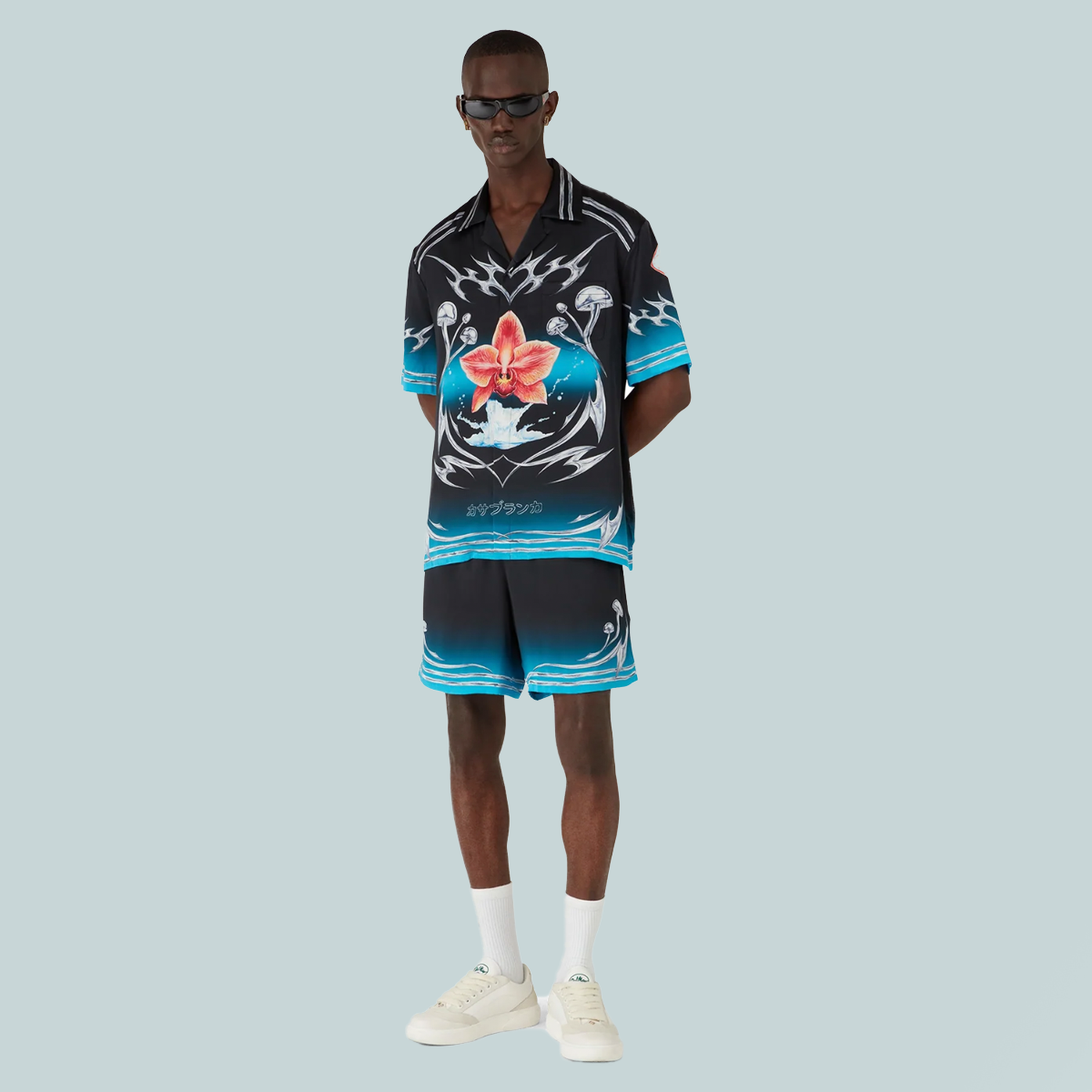 Drawstring Silk Shorts Blades Black