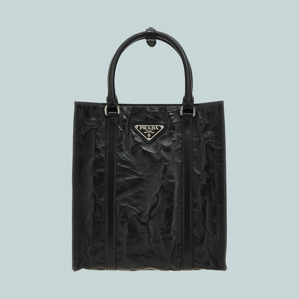 Small antique nappa leather tote black