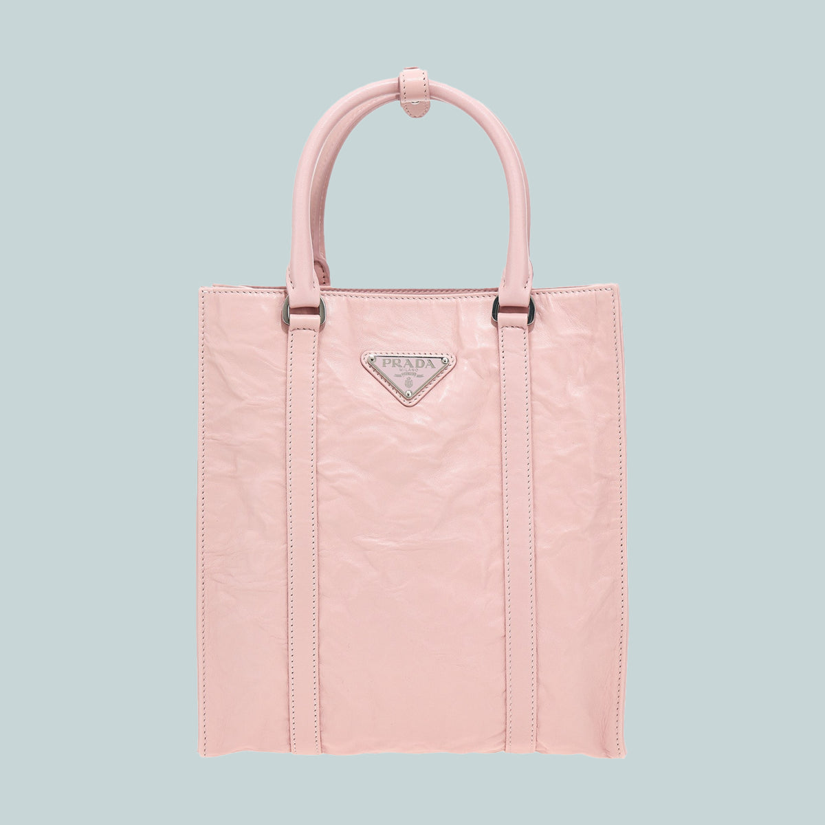 Small antique nappa leather tote pink