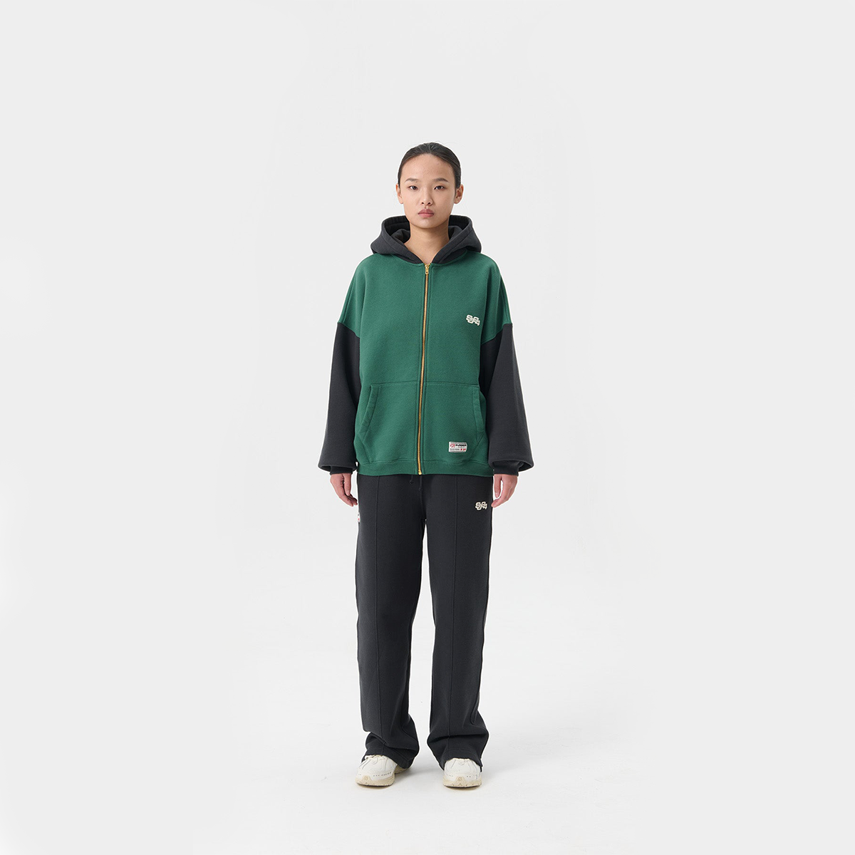 Stack Logo Icon Zip-Up Hoodie Hunter Green / Jet Black