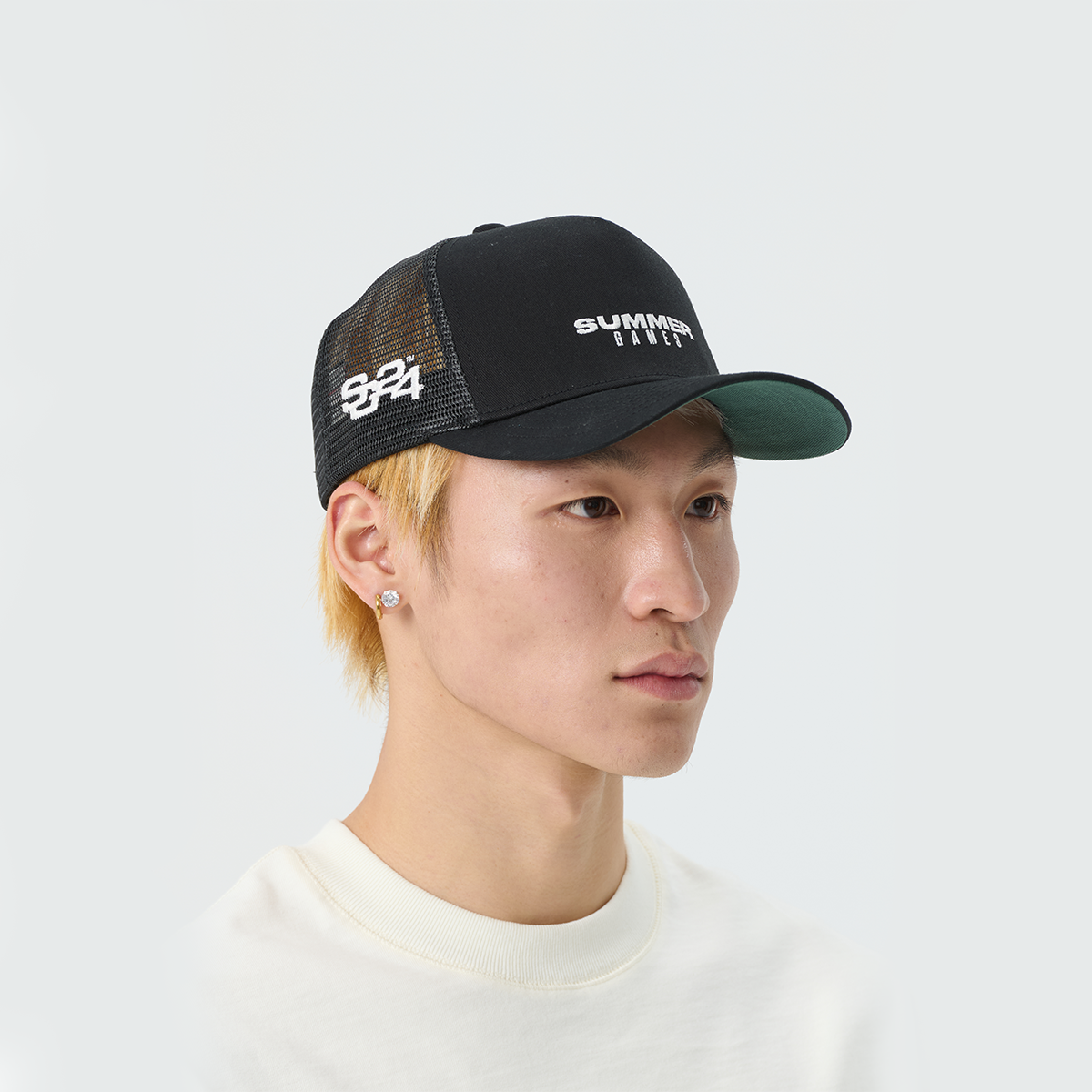 Stack Logo Trucker Cap Jet Black