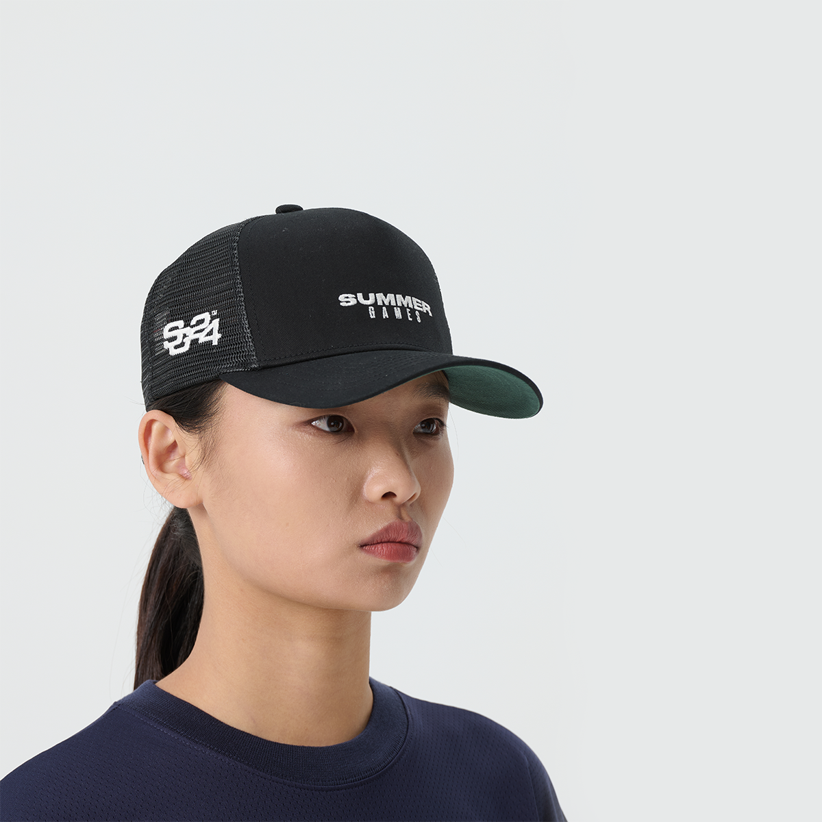 Stack Logo Trucker Cap Jet Black