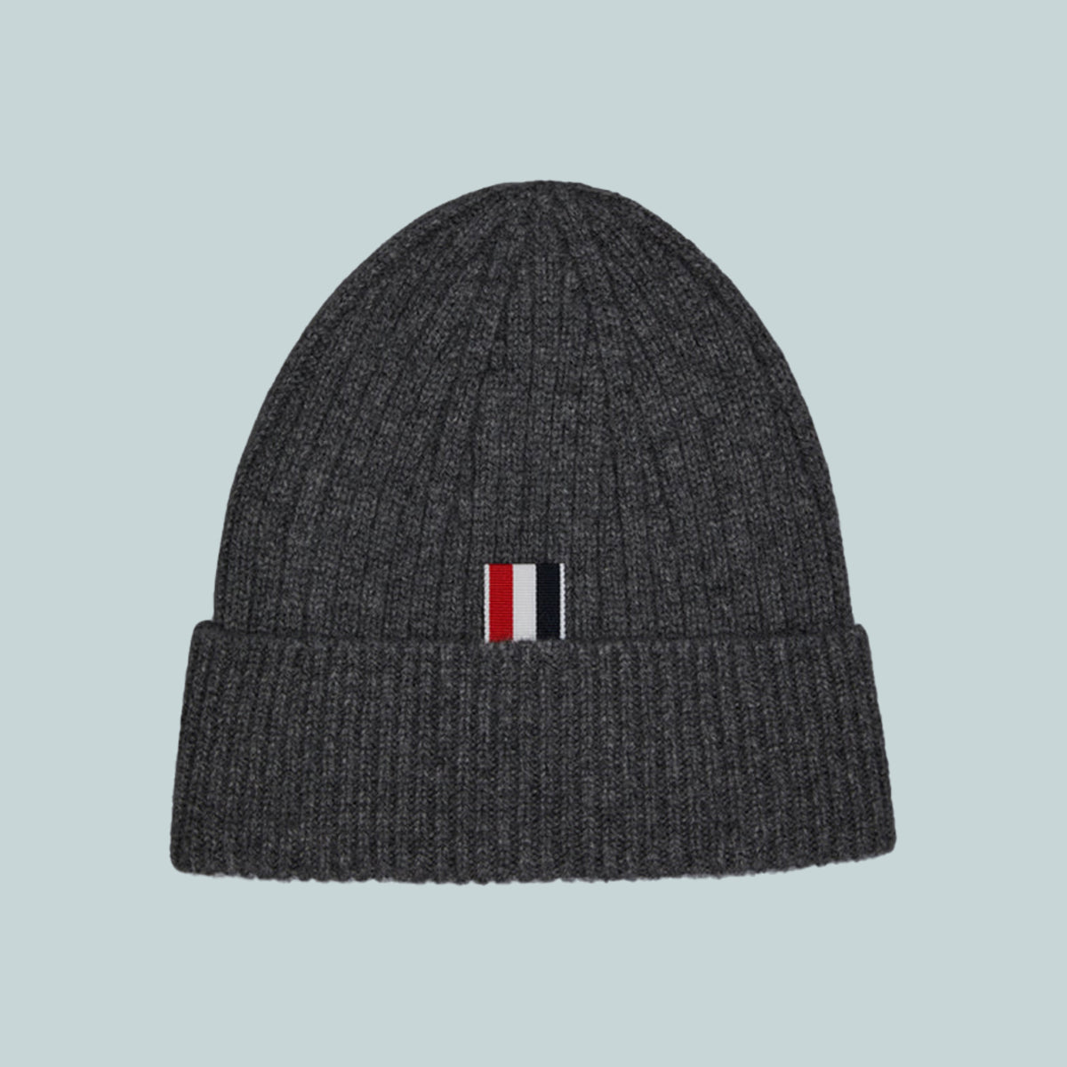 Cashmere Rib 4-Bar Beanie Grey