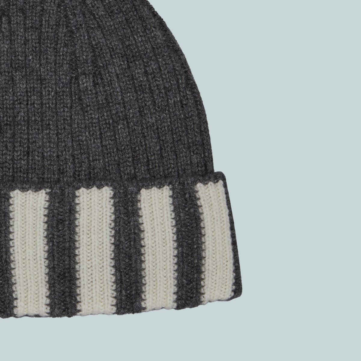 Cashmere Rib 4-Bar Beanie Grey