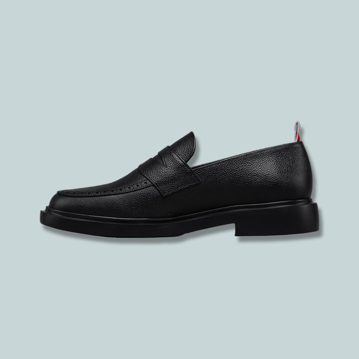 Pebble Grain Lightweight Rubber Sole Penny Loafers Black