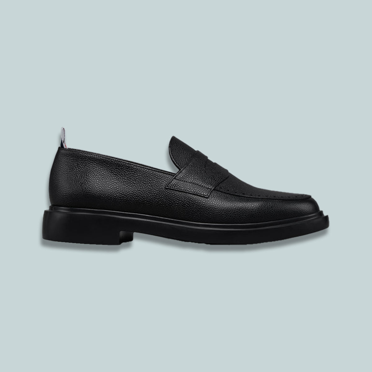 Pebble Grain Lightweight Rubber Sole Penny Loafers Black