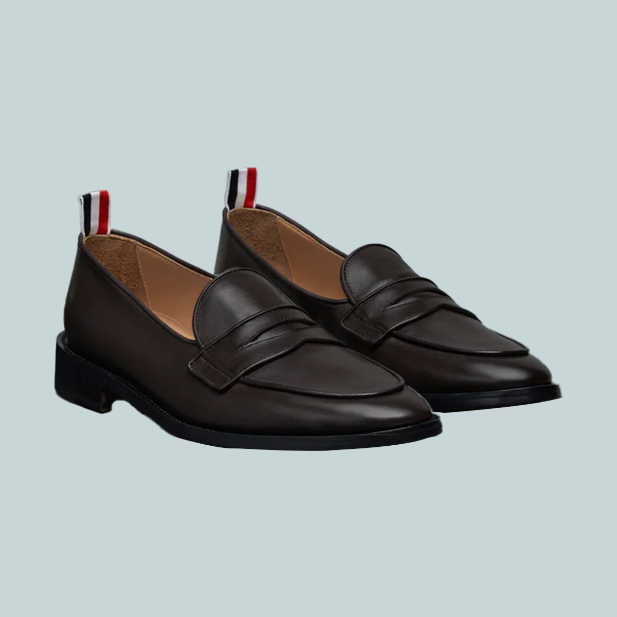 Vitello Calf Leather Varsity Penny Loafer Dark Brown