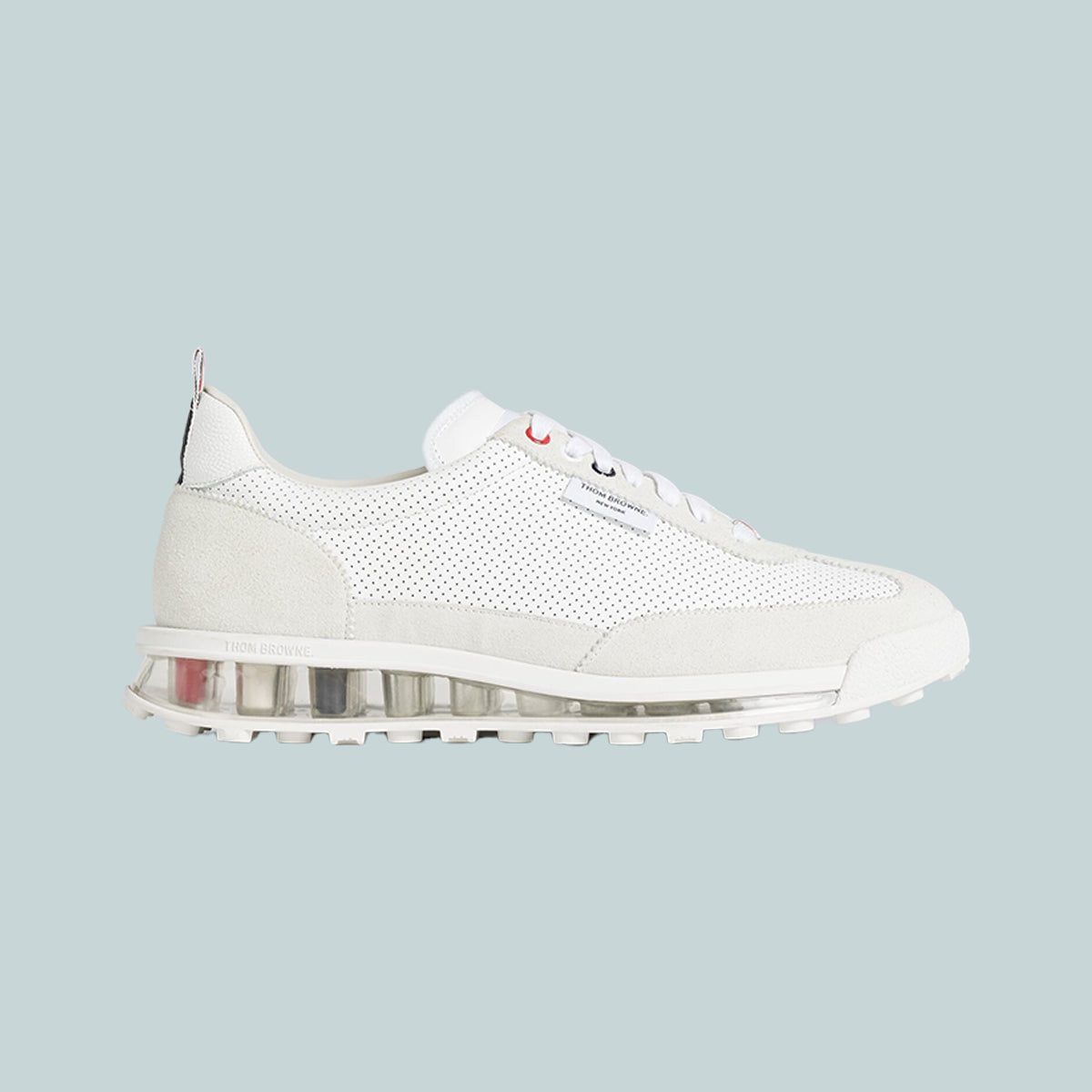 Vitello Calf Leather Clear Sole Tech Runner White
