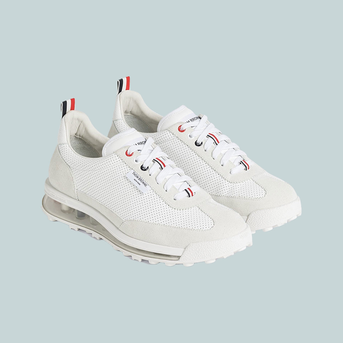Vitello Calf Leather Clear Sole Tech Runner White