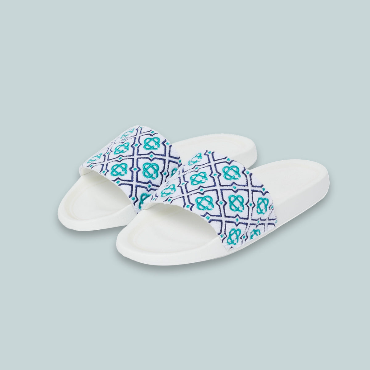 Women's Monogram Towelling Slider White