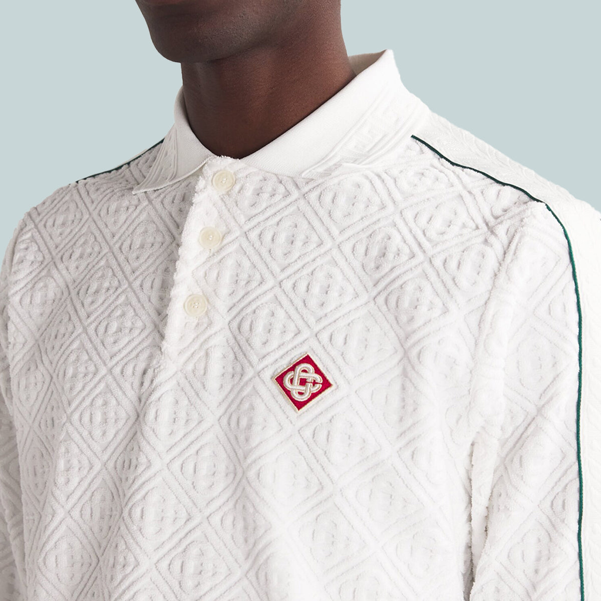 Men&#39;s Jacquard Monogram Towelling Shirt White