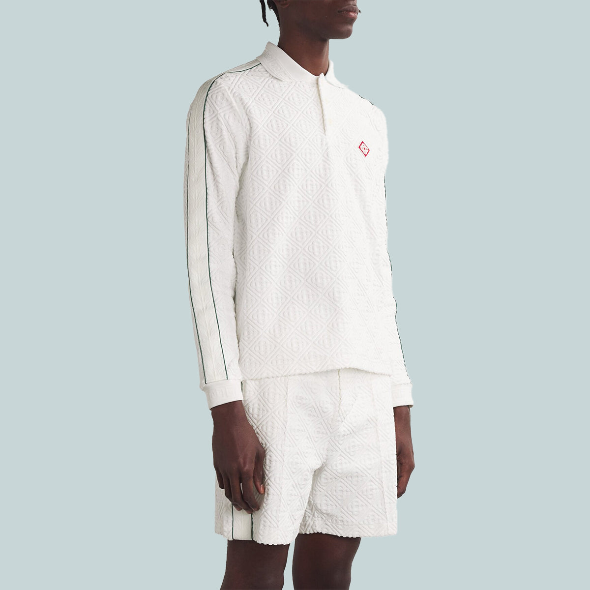 Men's Jacquard Monogram Towelling Shirt White