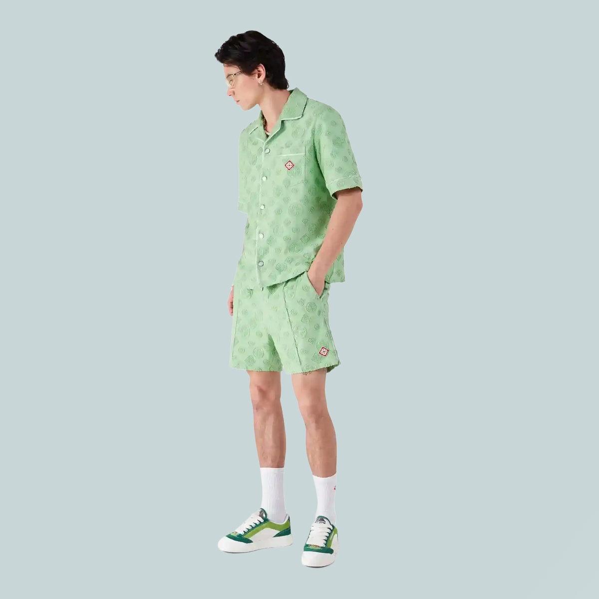 Towelling Monogram Shirt Green