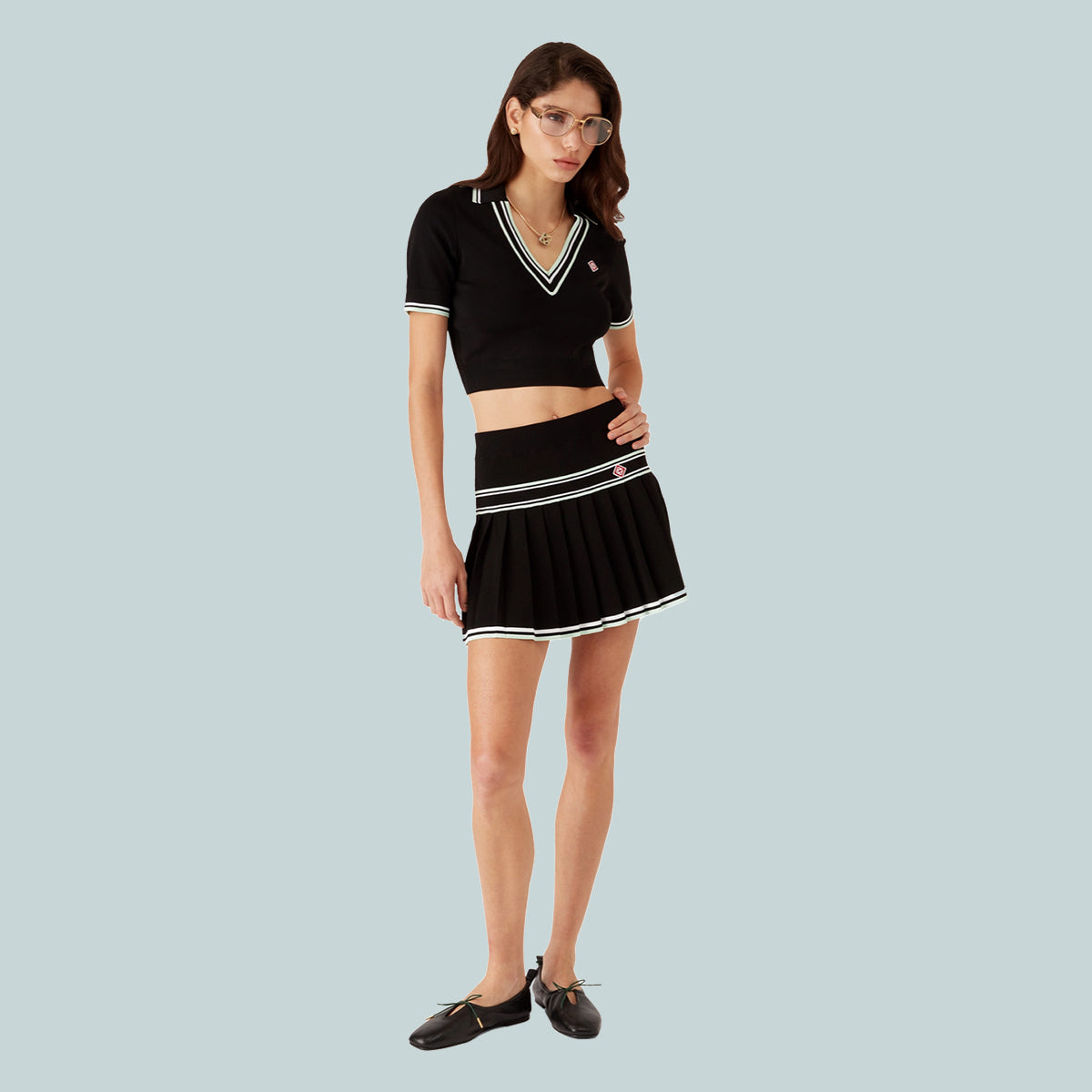 Viscose Pleated Skirt Black