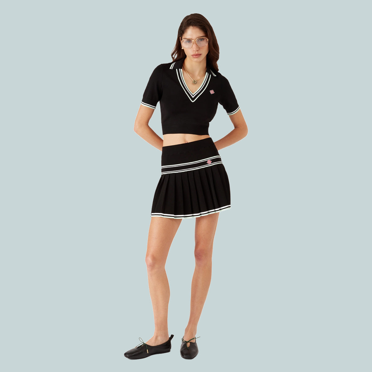 Viscose V-Neck Top Black