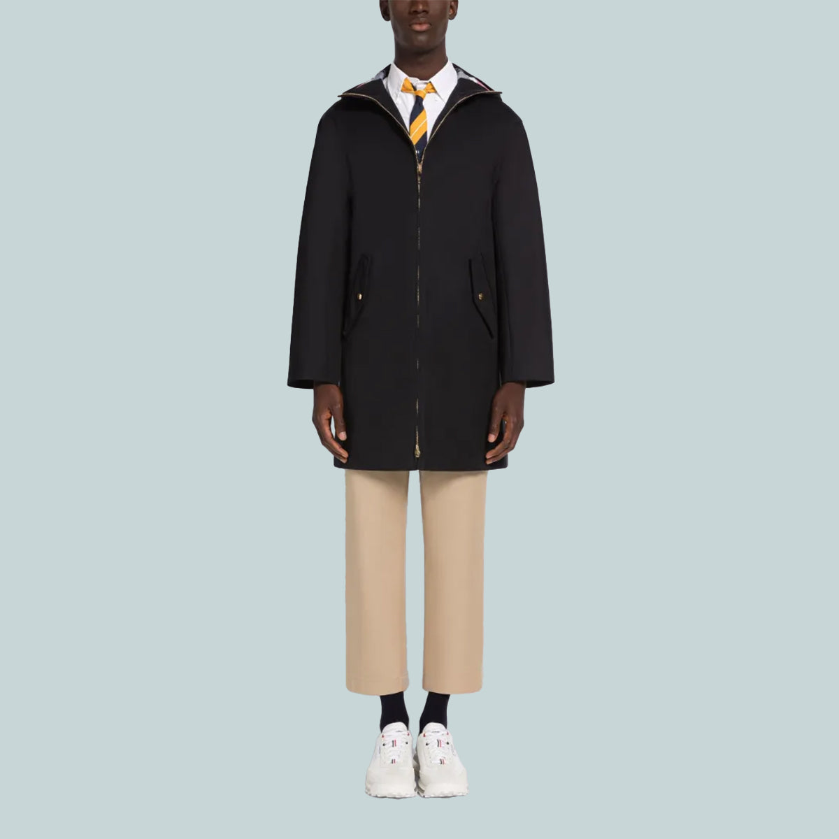 Waterproof Cotton Twill Hooded Parka Navy