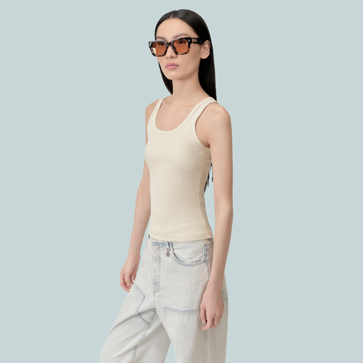 MA Embroidery Tank Alabaster