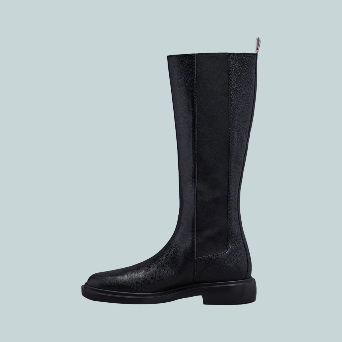 Pebble Grain 4-Bar Knee High Chelsea Boot Black