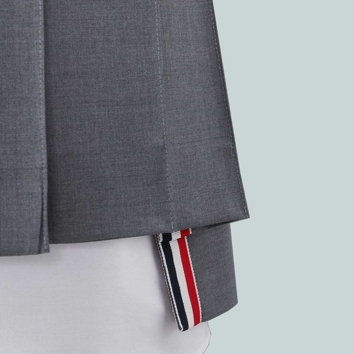 Plain Weave 4-Bar Mini Pleated Skirt Grey