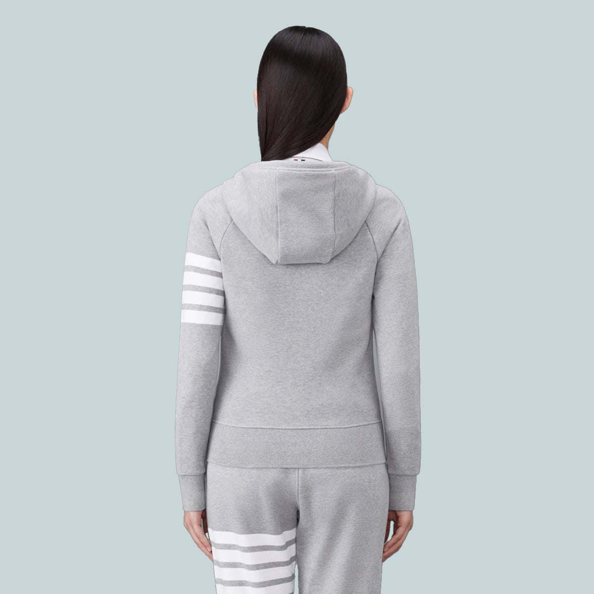 Classic Loopback 4-Bar Full Zip Hoodie Grey