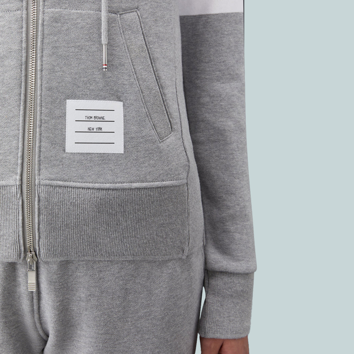 Classic Loopback 4-Bar Full Zip Hoodie Grey